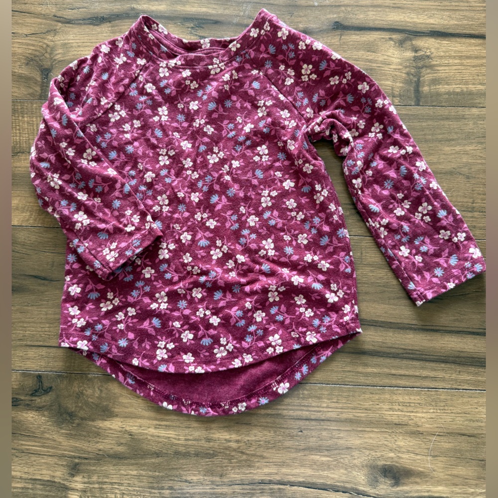 Cat & Jack 2T Burgundy Floral Top
